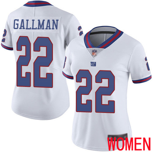 Women New York Giants #22 Wayne Gallman Limited White Rush Vapor Untouchable Football NFL Jersey